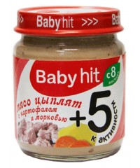 Пюре Baby Hit  мясо цыплят с картофелем и морковью, , 52.00 руб., пюре Baby Hit, Baby Hit, Детское пюре